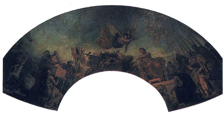 Eugene Delacroix, Ο Αλέξανδρος δίνει εντολή να τοποθετήσουν σε χρυσό κιβώτιο τα έργα του Ομήρου, 1841-1846. Τοιχογραφία. Παρίσι, Ανάκτορα του Λουξεμβούργου.