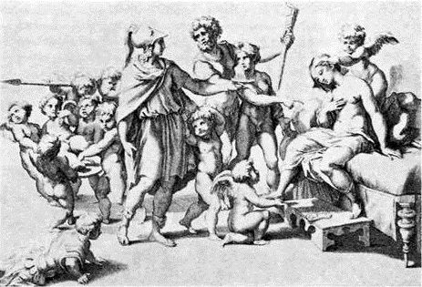 Charles Nicolas Cochin ο Νεότερος (1715-1790). Οι γάμοι του Αλέξανδρου και της Ρωξάνης. Χαλκογραφία με βάση σχέδιο του Ραφαήλ. Βοστώνη, Μουσείο Καλών Τεχνών