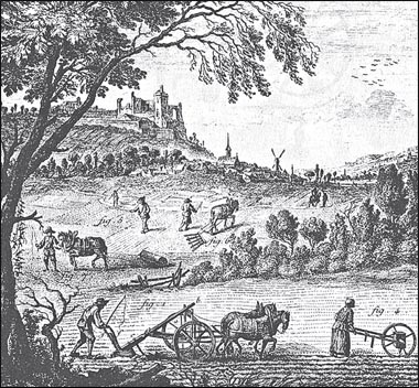 Σύγχρονες τεχνικές στην αγροτική καλλιέργεια. Εικόνα από την Εγκυκλοπαίδεια.