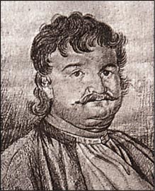 Ρήγας Βελεστινλής, σχέδιο σε χαρτί, αρχές 19ου αι., του Νικόλαου Μοσχοβάκη. Αθήνα, Εθνικό Ιστορικό Μουσείο.